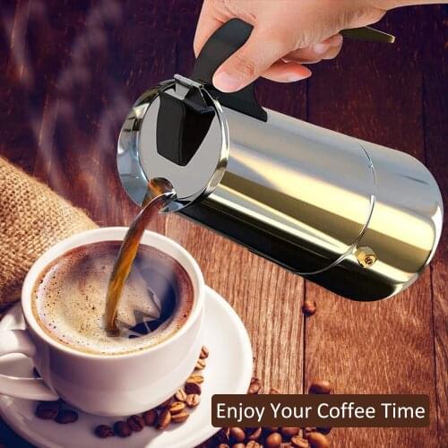 New 200ml Stainless Steel Moka Coffee Pot Espresso Latte Percolator Stovetop Italian Coffee Machine Home Kitchen Drink Tool