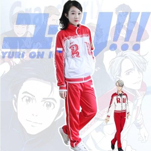 Japanese Anime Victor Nikiforov Costume Jacket Pants Halloween Cosplay Sportswear