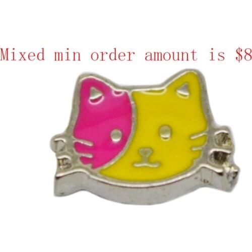 CUTE CAT Floating lockets charm,Fit floating charm lockets,AD-395