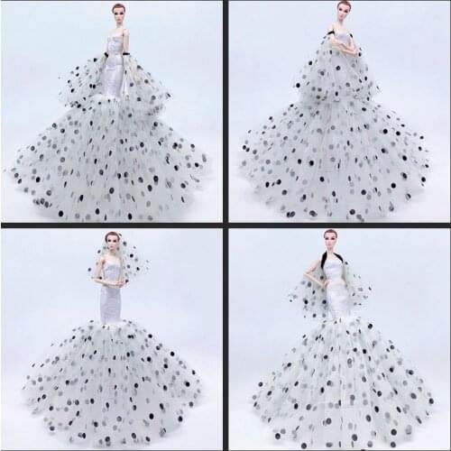 Fashion Polka Dot Fishtail Dress For Barbie Doll Clothes 1/6 BJD Accessories Mermaid Costume Party Gown Vestidoes Kids DIY Toy