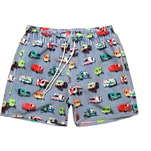 2019 Newest Mens Print Board Shorts Quick Dry Beach Shorts Surfing Bermuda Beach Wear Striped Swim Short Men Boardshorts