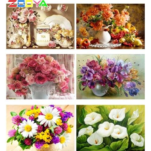 ZOOYA Needlework DIY Diamond Painting Floral Mosaic Embroidery Tea Set Diamond Mosaic Home Decor Pattern Rhinestones Cup SF299