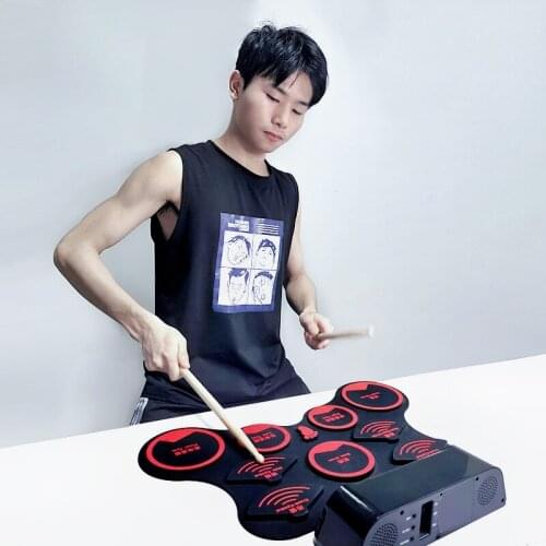 Electronic drum kit foot pedal usb power drum pads portable roll up drum for students learning