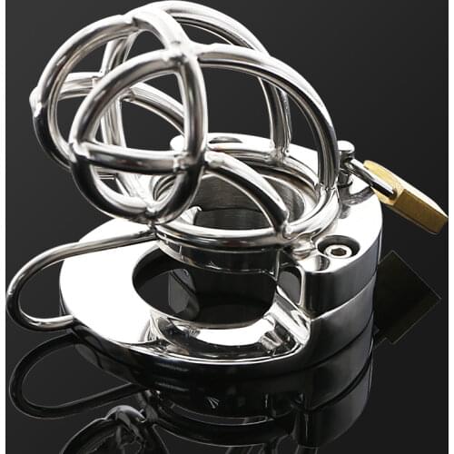2 IN 1 Cock Cage Ball Stretcher Chastity Device Cock Cage Cock Ring Chastity Belt Lock Sex Toy BDSM TOYS for Men BS079