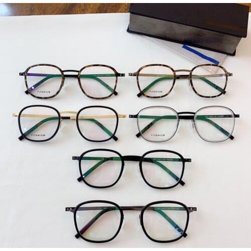 New Titanium Glasses Frame Men Women Round Male Classic Myopia Optical Prescription Eyeglasses Frames Screwless Eyewear 9781