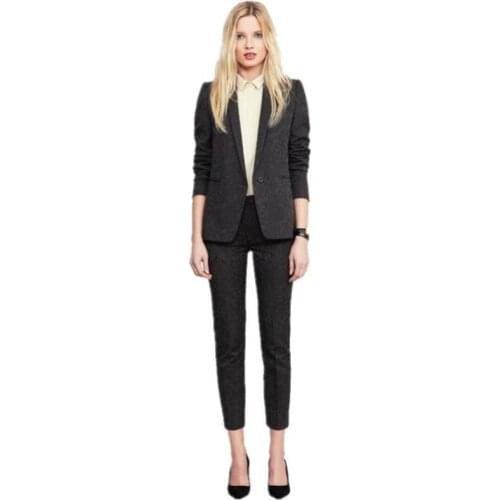 New Black Elegant Formal Work Wear Pant Suits Slim 2 Piece Set Womens Business Suits Blazer Female Trousers Suit Office Uniform