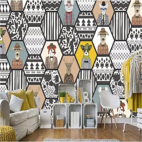 Personalized abstract animal clothing store background wall professional production mural photo wallpaper can be customized