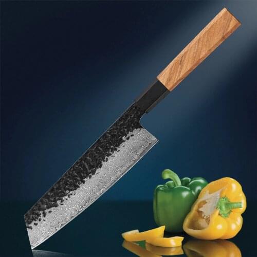 Hand forged Chef Knife 7.5 inch Japanese Kiritsuke Shape 9Cr18CoMov with Solid Olive Wood Handle Cleaver Slicing Meat Chef Knive