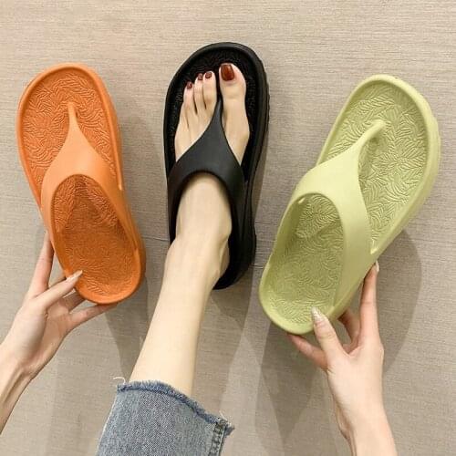 2021 Flip Flops Slippers Women Men Casual High Bottom Platform Beach Sandals Female Home Indoor Wedge Shoes Summer Black White