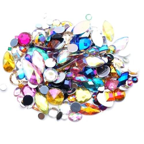 Mixed 300pcs Crystal Clear AB Rhinestones DIY Non Hotfix Flatback Acrylic Nail Stones Gems For 3D Decorations