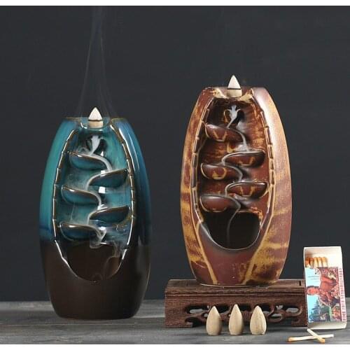 Backflow Waterfall Incense Special Burner stand Handicraft Ceramic fountain Smoke Aromatherapy base Home Decoration Gift