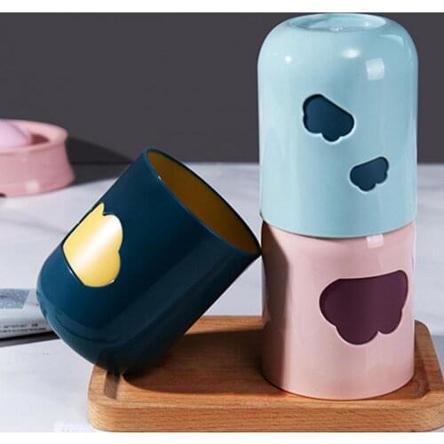 Couples Show Affection Cups Storage Bottle Water Cup Household Anti-slip Design Portable Cloud Gargle Toothbrush Mug For Home