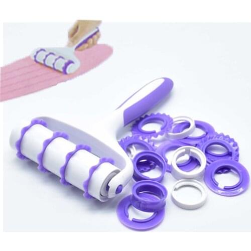 Cake Cookie Pie Pastry Cutter Fondant Strip Ribbon Cutter Sugarcraft Tool Rolling Pin Embosser Roller Set Cake Decorating Tools