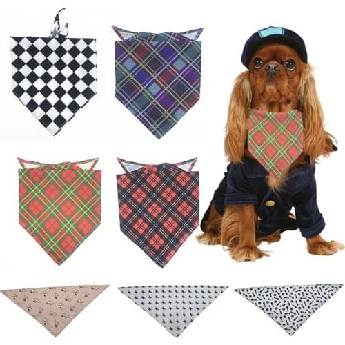 Pet Dog Plaid Triangular Scarf Fashionable Decorative Bib Lace Saliva Towel Puppy Cat Kerchief For Small Large Dog Acces