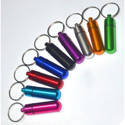 Travel Aluminum Alloy Waterproof Pill Box Case Keyring Key Chain Medicine Storage Organizer Bottle Holder Container Keychain #56