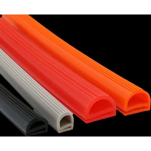 E Shape Silicone Rubber Sealing Strip Oven Door Seals Heat Resistant Strip Translucent Red Gray Black Orange White
