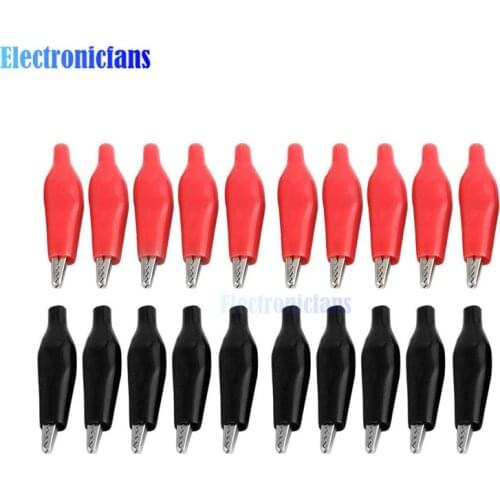10Pair(=20pcs/lot) Black Red Soft Plastic Coated Testing Probe Aligator Clips Crocodile P2001