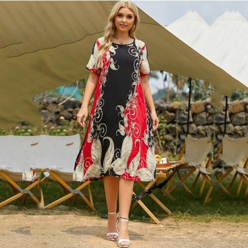 Plus Size Womens Dress 2021 Floral Print Bohemian Maxi Dress Ladyies Holiday Boho Summer Sundress Vestido Talla Grande Verano