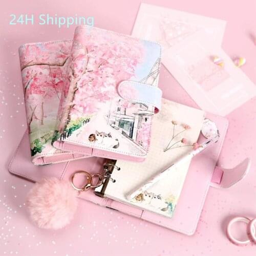 2021 A6 Kawaii Loose-leaf Notebooks and Journals Cute Ring Binder Daily Weekly Diary Planner Agenda Notebook School Stationery