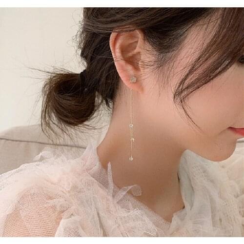 2021 Trend Long Earrings Flower Rhinestone Wedding Pendant Earrings Fashion Korean Female Jewelry tassels Earrings Jewelry Gift