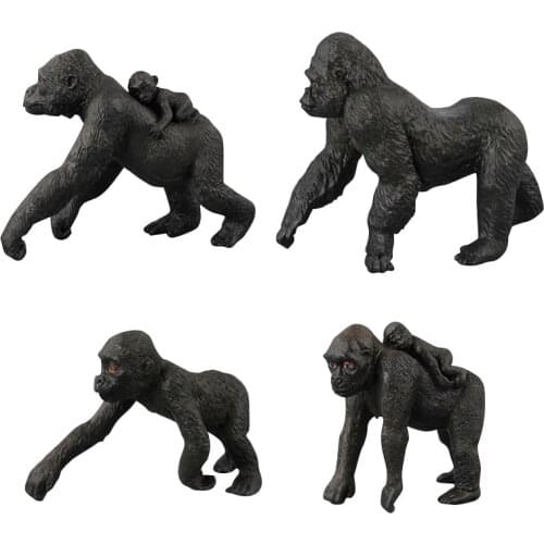 4 Kidns Simulation Crawl Gorilla Figure Collectible Toys Animal Action Figures Kids Plastic Cement Animal Sandtable Scene Toys