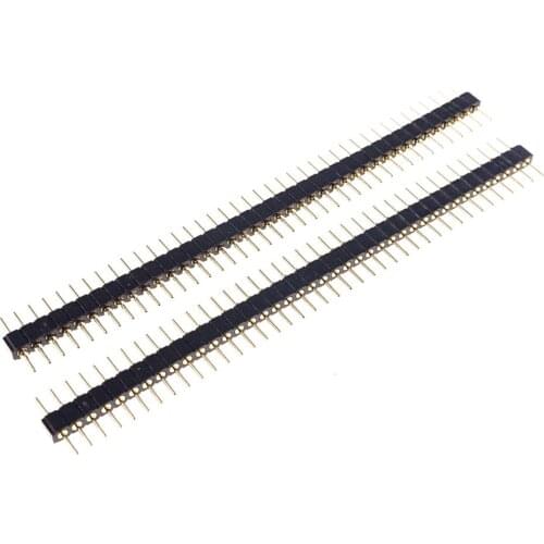 50 pcs 0.079" 2.0mm Pitch 1x40 P 40 Pin Male Header Straight Machined Pin Round Header Strip Gold Plate Dual Pin Single Row