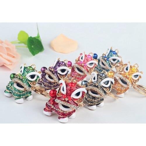 7 Colors Chinese Ethnic Keychain Beautiful Dance Lion Key Chain Lion Key Chain Car Pendant Creative Gift Cute Lion Keychain