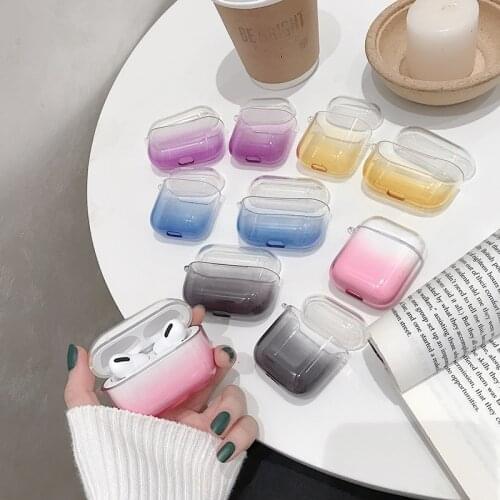 For airpods pro case earphone protective cover cute airpods 2 case gradient transparent TPU soft apple airpods cases accessories
