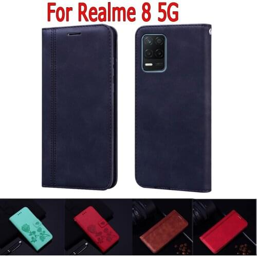 Flip Cover For Realme 8 5G Case Phone Protective Etui Funda On Realme 8 RMX3241 Case Wallet Leather Magnetic Card Hoesje Book