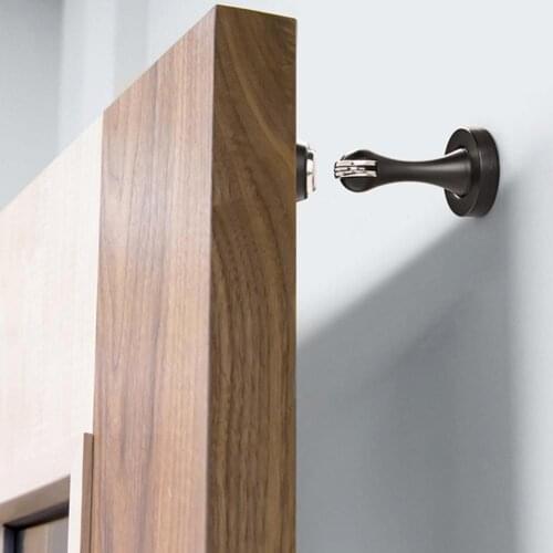 Door Stopper Punch Multi-layer Electroplating Zinc Alloy Magnet Round Corner Door Buffer for Bathroom