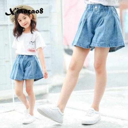 Teenage Big Girls Denim Shorts Children Summer Clothes Toddler Kids Loose Jeans Shorts for Girls Beach Pants 5 6 8 10 12 14Years