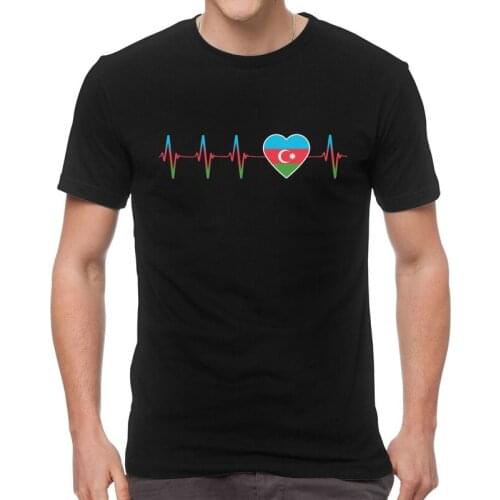 Azerbaijani Heartbeat I Love Azerbaijan Country Flag Heart Family T-shirt Men T Shirts Short Sleeve Pride Tshirts Cotton Tee Top