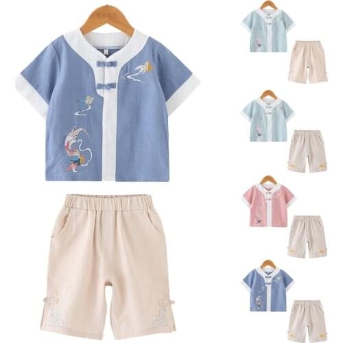 China Embroidery #10 Chinese Traditional Embroidery Kids Hanfu Clothing Set Children Tang Suit Girls Party Dress