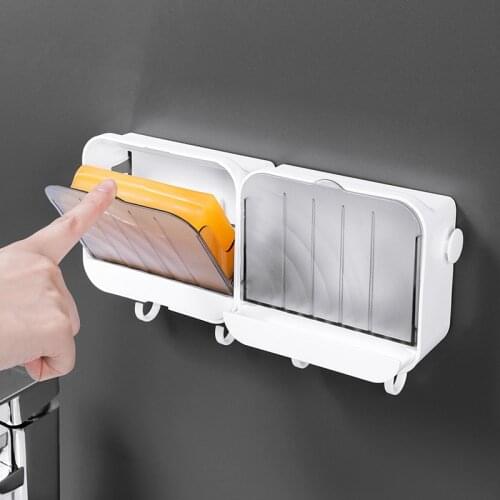 Punch-free Soap Storage Box with Lid Creative Travel Storage Box Drain Soap Holder Box Storage Rack Bathroom Accessories