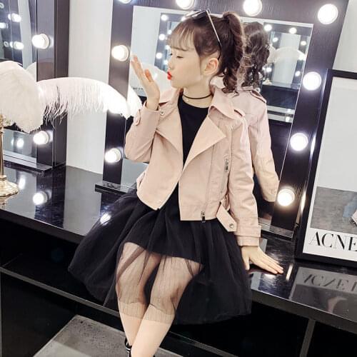 Leather Coat Girl New Fashion Spring Autumn Female Baby Short Keep Warm Fashion Leather Jacket Childrens Wear Cool