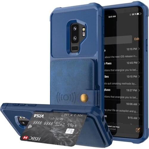 Ultra Slim Magnetic Holder Slot Leather Case for Samsung Galaxy S9 S10 Plus S10E Note 9 10 Plus Hybrid Silicone Card Wallet Case