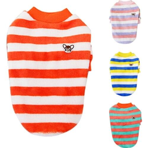 Fashion Winter Cute Pet Dog Clothes Thickened Cashmere Stripe Warm Costume Puppies Autumn Winter Coats For Chihuahua S-2XL