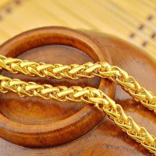 Fashion Jewelry Yellow Gold Filled Mens Byzantine Chain Thick Necklace