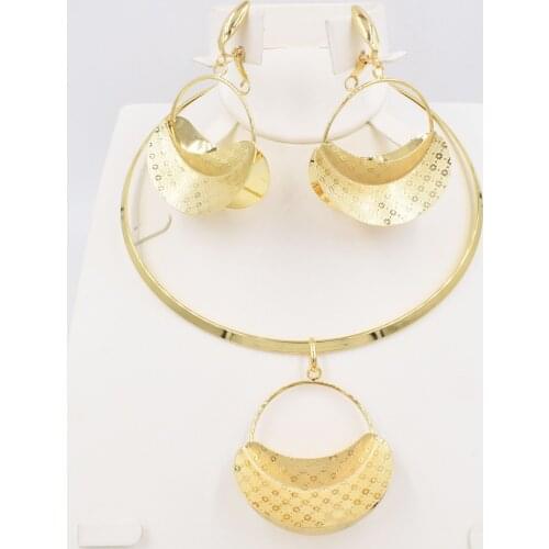 NEW High Quality Ltaly 750 Gold color Jewelry Set For Women african beads fashion necklace set earring jewelry