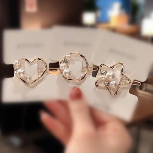 New Korean Style Pearl Hairpins Geometric Hair Clips Girls Hair Accessories Woman Hair Grip Headwear BB Barrettes