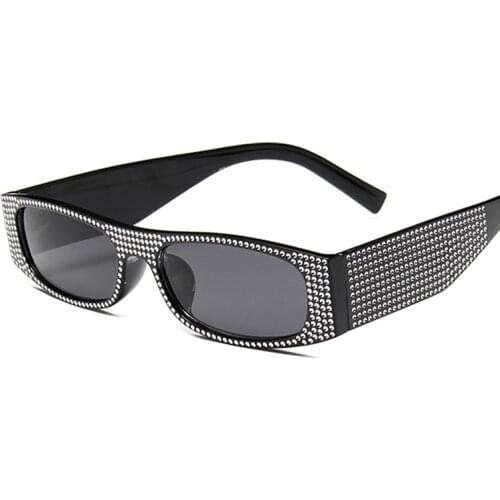 Vintage Small Rectangle Sunglasses Women Fashion Retro Sun Glasses Female Brand Designer Imitation Diamond Oculos De Sol