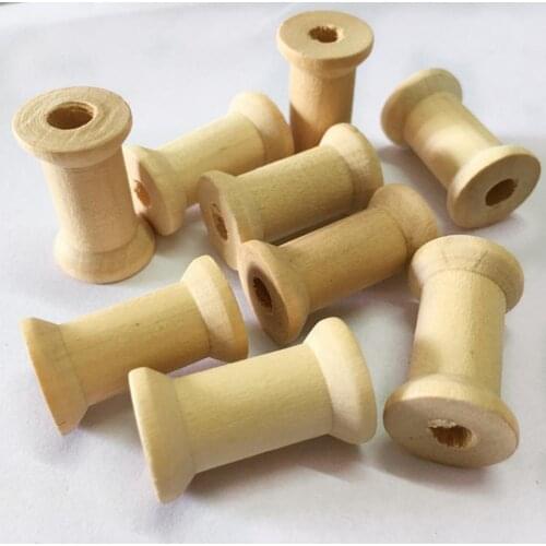 Wholesale 50 Pieces Vintage Wooden Spools Empty Thread Bobbins for Sewing Arts and Crafts Cross Stitch Supplies 1.06x0.63inch