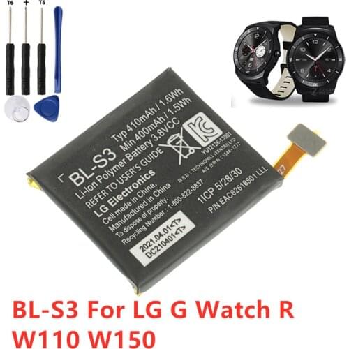 Original Replacement Battery BL-S3 For LG G Watch R W110 W150 Watch Battery 410mAh