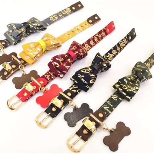 Dog Bow Collar Bone Charm Pet Dog Collar Necklace High Quality Gift Box Small Dog Cat Collars 2019 New Collar Dog Pet