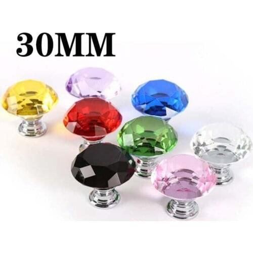 30mm Diamond Shape Design Crystal Glass Knobs Cupboard Pulls Drawer Knobs Kitchen Cabinet Handles Furniture Handle Hardware