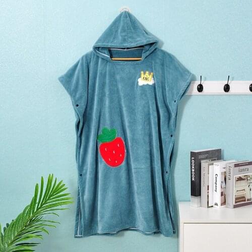 Embroidered Microfiber Hooded Bath Towels for Adults Absorbent Changing Robe Cloak Pajamas Coral Fleece Beach Towel with Hood