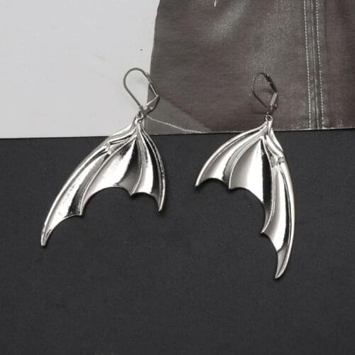 Silver Dragon Mythological Creature Wings Pendant Earrings Vampire Bat Wings Earrings Gothic Victorian Earrings Jewelry