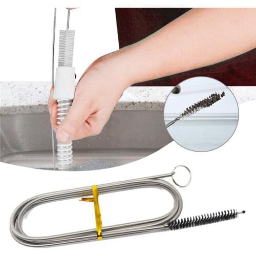 Double-head Brush Refrigerator Drain Brush Stainless Steel Hose Cleaner Brushes Tool for Kitchen Drain Tube Aquarium Fridge #W0