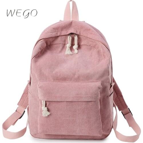 Schoolbag Womens Harajuku High School Student Pure Color Corduroy College Wind Backpack Womens Backpack