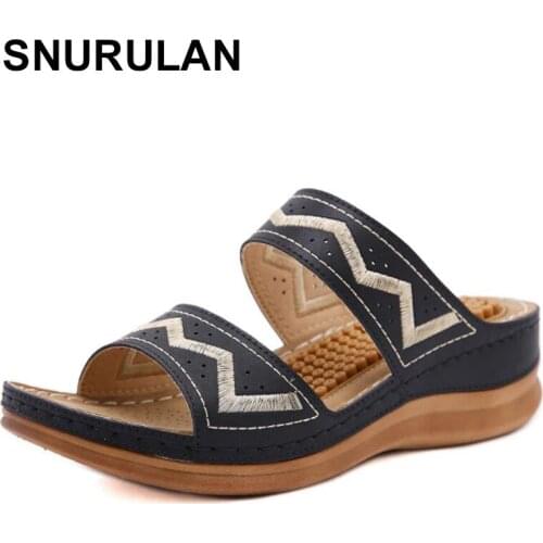 SNURULAN Outdoor Non-Slip Slippers Women New Massage Female Slippers Summer Ladies Casual Beach Shoes Retro Sandals